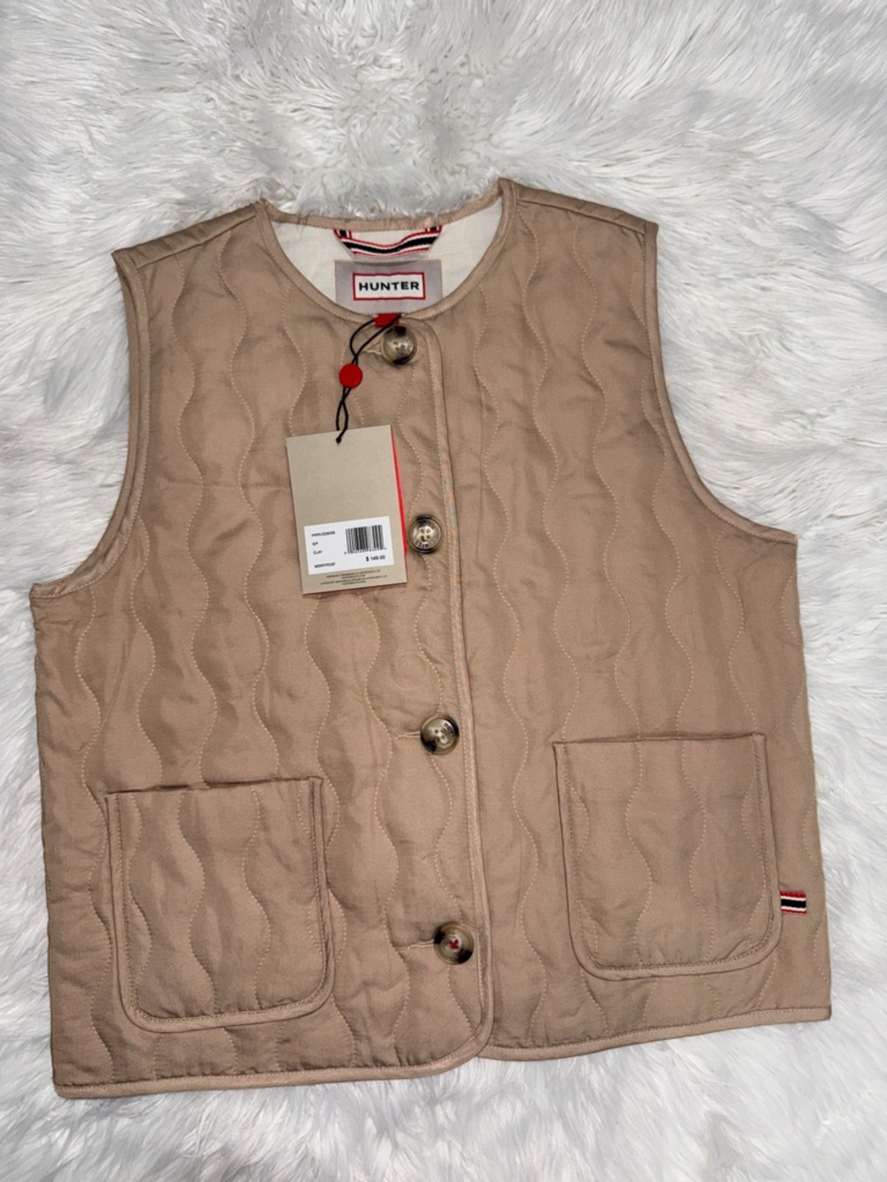 Hunter Beige Quilted Button Front Vest